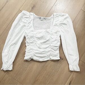Zara Ruched Puff Sleeve Top Size XS